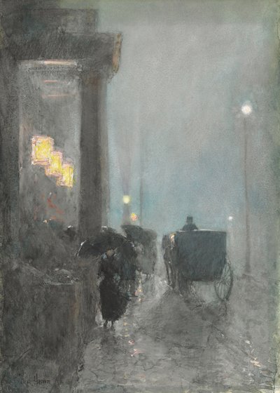 Fifth Avenue, sera, c.1890-93 da Childe Frederick Hassam