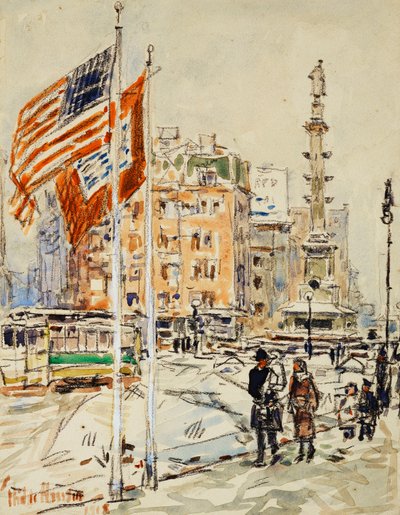 Bandiere, Columbus Circle da Childe Frederick Hassam