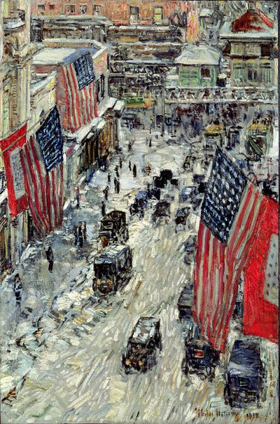 Bandiere sulla 57ª strada, inverno 1918 da Childe Frederick Hassam