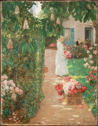 Raccolta di fiori in un giardino francese da Childe Frederick Hassam