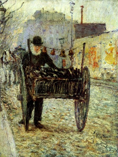 Vecchio che porta bottiglie da Childe Frederick Hassam