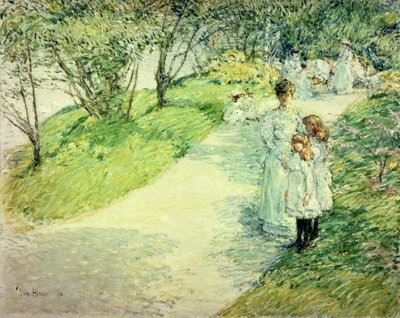 Passeggiatori nel giardino da Childe Frederick Hassam
