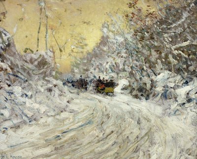 Giro in slitta a Central Park da Childe Frederick Hassam
