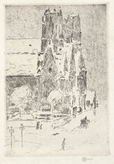Chiesa del Calvario nella neve da Childe Hassam