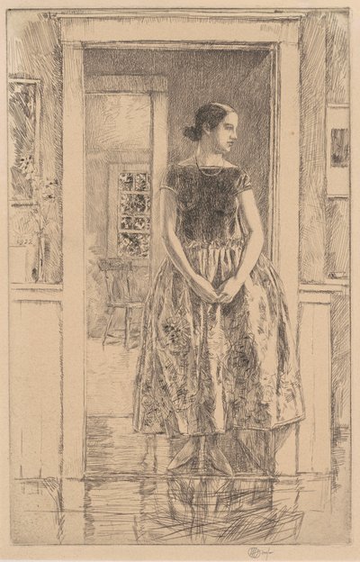 Ragazza in abito moderno da Childe Hassam