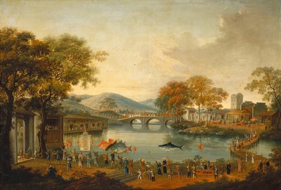 Processione vicino a un lago da Chinese Qing Dynasty