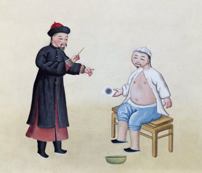 Un agopuntore con il suo paziente da Chinese School