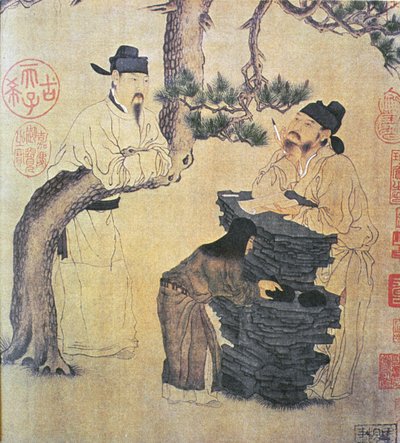 Un antico poeta cinese, facsimile di rotolo cinese originale da Chinese School