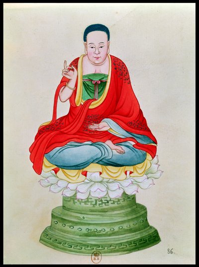 Buddha seduto su un fiore di loto da Chinese School