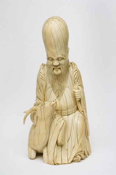 Figura in avorio scolpito di Shou Xing seduto con cervo, c.1580-1644 da Chinese School