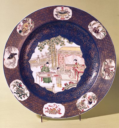 Piatto circolare con scena musicale, Periodo Kangxi (1662-1722) da Chinese School