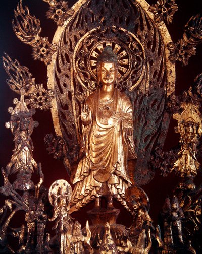 (dettaglio) di un altare dedicato a Buddha Maitreya da Chinese School