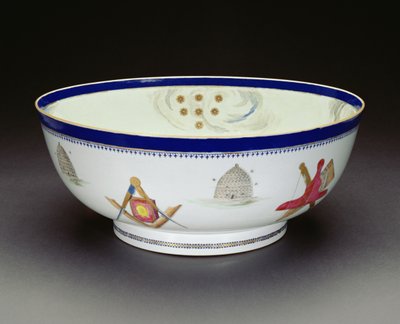 Ciotola massonica da esportazione Famille Rose, periodo Qianlong, 1736-95 da Chinese School