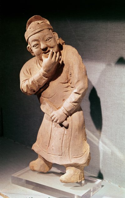 Figurina di un attore che fischia, da Jiaozuo, Henan, Dinastia Yuan (1271-1368) da Chinese School