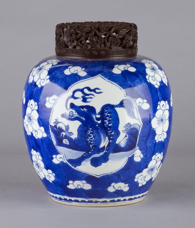 Vaso (con coperchio e disegno di drago), 1662-1722 (ceramica) da Chinese School