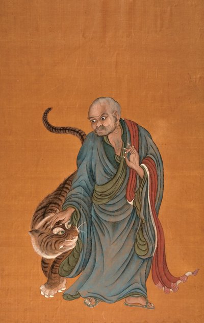 Lohan con Tigre, fine XVIII - inizio XIX secolo da Chinese School