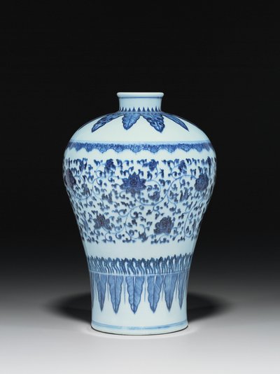 Vaso in stile Ming, Meiping, dipinto in stile XV secolo da Chinese School