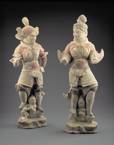 Coppia di figure Lokapala, Dinastia Tang (618-907) da Chinese School