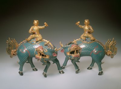Coppia di Qilin, periodo Qianlong da Chinese School
