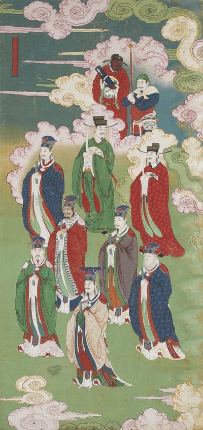 Gli Imperatori Esaltati e Gli Dei delle Cinque Direzioni, da un set rituale buddista di terra e acqua da Chinese School