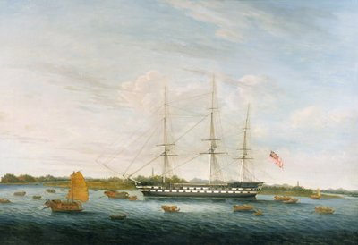 La nave The Earl of Balcarras della Compagnia delle Indie Orientali a Canton, 1816 da Chinese School