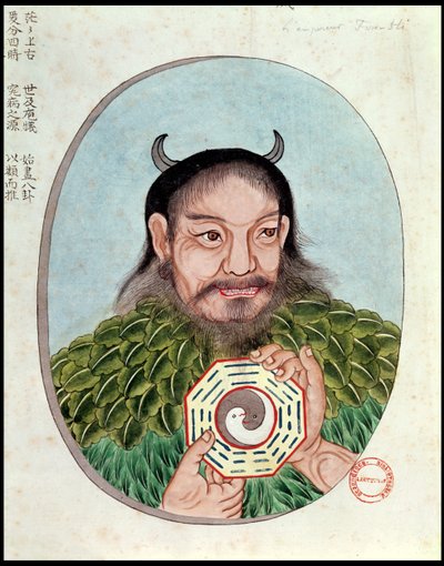 Il leggendario imperatore Fu-Hsi, illustrazione da un Pen Tsao, XVIII-XIX secolo da Chinese School