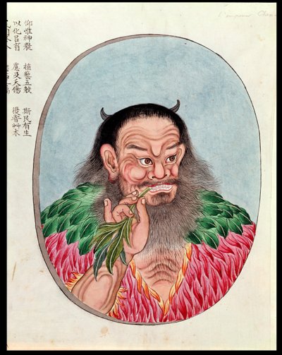 Il leggendario imperatore Shen-Nung, illustrazione da un Pen Tsao, XVIII-XIX secolo da Chinese School