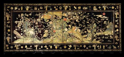 Schermo a dodici pannelli con fenici, fine XVIII secolo da Chinese School