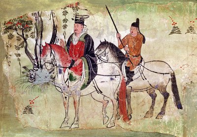 Due cavalieri in un paesaggio, Periodo Tang da Chinese School