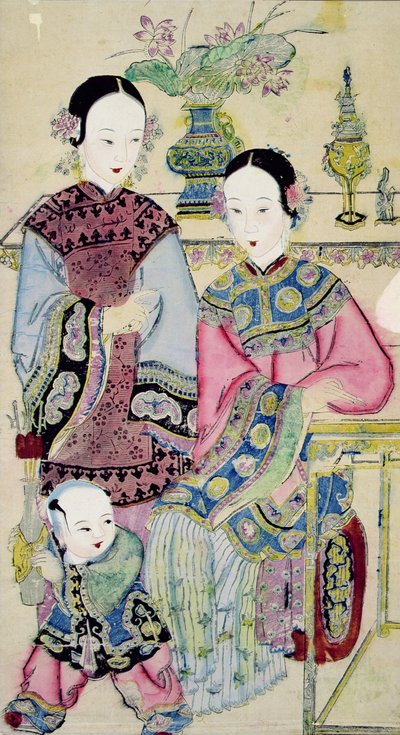 Due donne con un bambino, Yangliuqing da Chinese School