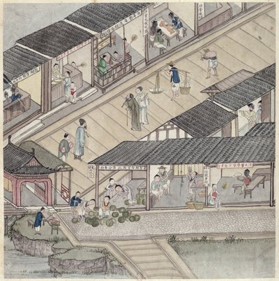 Veduta di un mercato in Cina da Chinese School