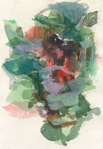 Composizione astratta, Forme organiche/serie di piante, 2021, acquerello, inchiostro, carboncino e gouache su carta acquerellata da Ching Fun Tso
