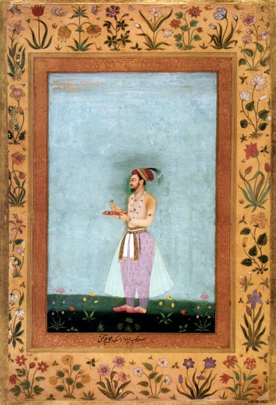 Principe Mughal Dara Shokuh con un vassoio di gioielli, c. 1640 (miniatura) da Chitarman Chitarman