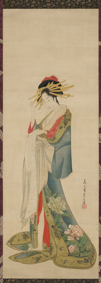 Una cortigiana che legge una lettera da Chobunsai Eishi