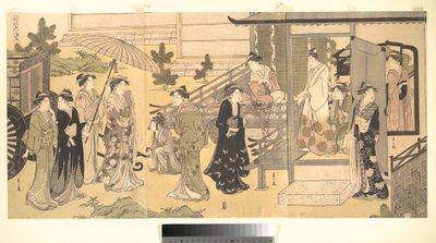 Una scena travestita dal Racconto di Genji (Fūryū Yatsushi Genji), capitolo 33, «Foglie di glicine (Fuji no uraba)» da Chobunsai Eishi
