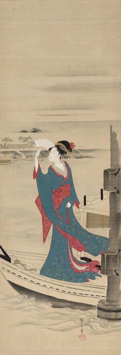 Bellezza in una barca sul fiume Sumida, fine 1700-inizio 1800 da Chobunsai Eishi