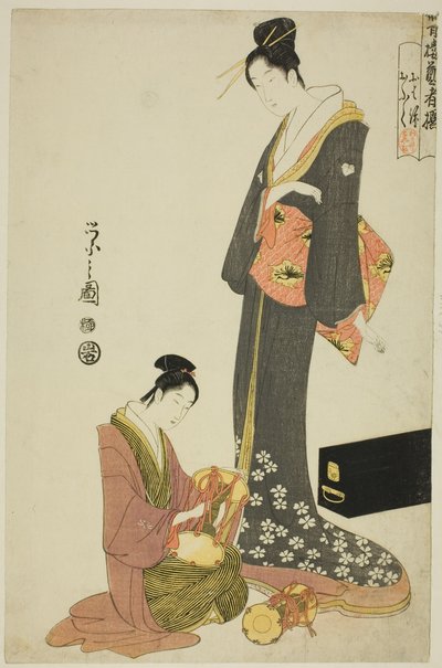 Ohana e Ofuku, dalla serie "Una selezione di intrattenitori dai quartieri del piacere (Seiro geisha sen)" da Chobunsai Eishi