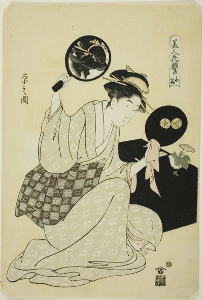 Takashima, dalla serie "Una raccolta di volti di bellezze simili a fiori (Bijin kagan shu)" da Chobunsai Eishi