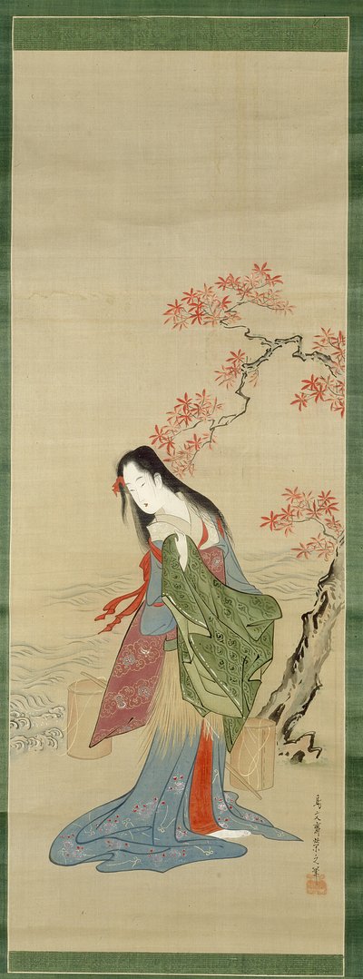 Le Fanciulle del Sale, Matsukaze con il cappotto di Yukihira da Chobunsai Eishi