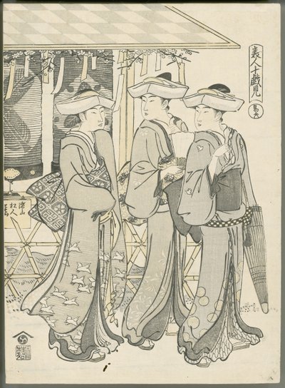 Donne che vanno a teatro da Chobunsai Eishi