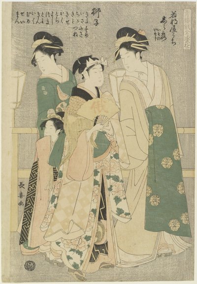 Tre cortigiane della casa Wakafune-ya: Shiratsuyu, Isono e Isoji, c. 1794 da Choki Eishusai