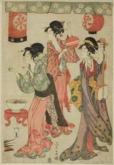Festa in una casa da tè, da una parodia di Chushingura da Chokosai Eisho