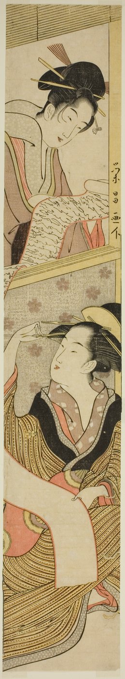Due bellezze che leggono una lettera da Chokosai Eisho