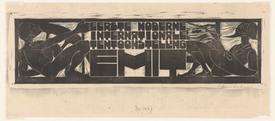 Annuncio o intestazione per la Prima Mostra Internazionale Moderna (EMIT) a Scheveningen da Chris Lebeau (signed by artist)