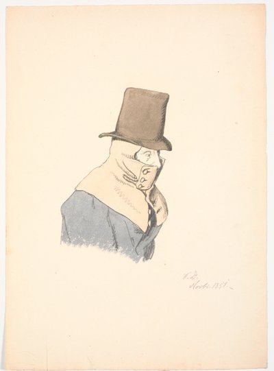 Uomo con mantello e cappello alto da Christen Dalsgaard