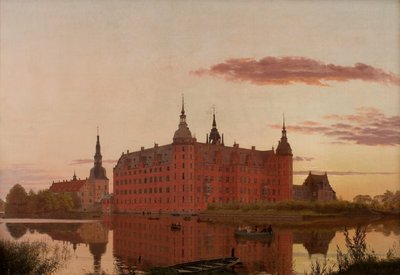 Palazzo di Frederiksborg visto da Jægerbakken. Sera. da Christen Schjellerup Købke