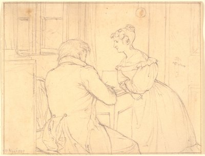 Il pittore C.D. Gebauer disegna per la signorina Margrethe Hahn da Christen Købke