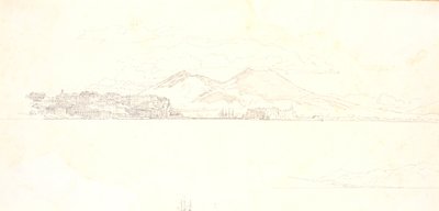 Vista della baia di Napoli da Villa Reale. Sullo sfondo il Vesuvio da Christen Købke