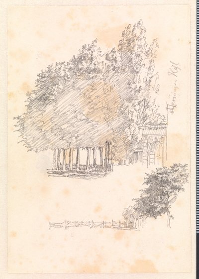 Porto e alberi a Rosendal da Christen Købke