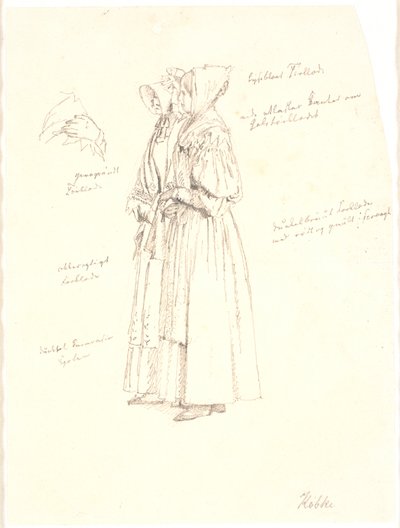 Disegno di studio per le figure femminili nel dipinto, Vista dal Dosseringen verso Østerbro da Christen Købke